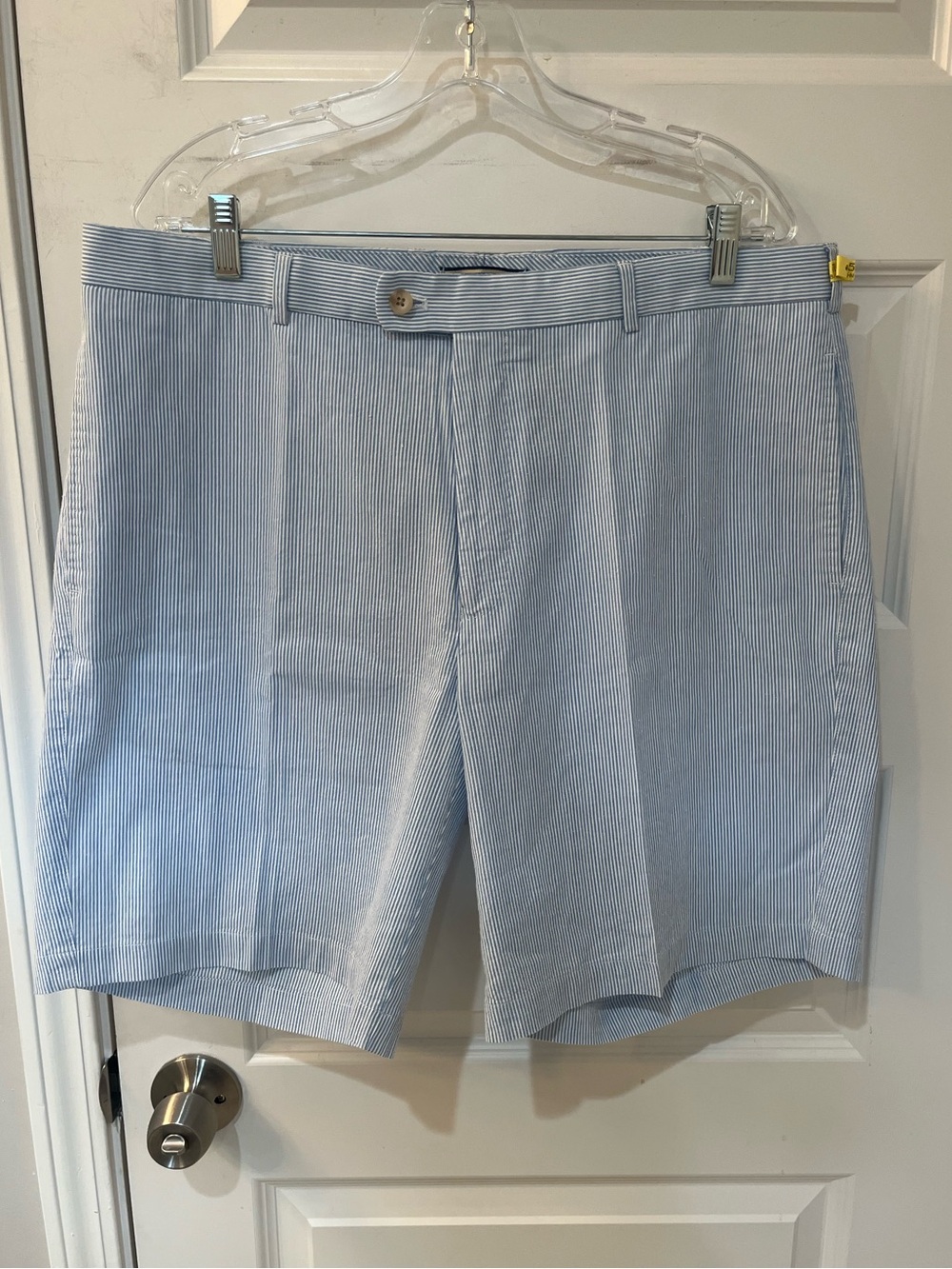 Peter Millar Shorts Mens 38 Blue White Striped Seersucker Cotton Golf Preppy
